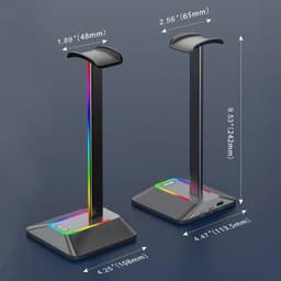 ™ RGB Gaming Headset Houder – Koptelefoon Standaard met USB-C Poort – Laadt 2 Apparaten Tegelijk – Headset Stand met Verlichting – Universeel voor Gaming & Werkplek — thumbnail 4