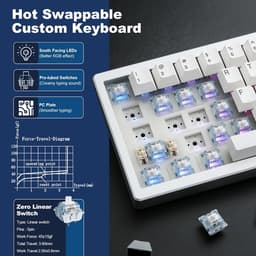 Yunzii AL68 - CNC Aluminium Toetsenbord - 65% Layout (68 Toetsen) - Gasket Mount - Hot-Swappable - Tri-Mode (Bluetooth/2.4G/USB-C) - Premium PBT Keycaps - Zilver — thumbnail 3
