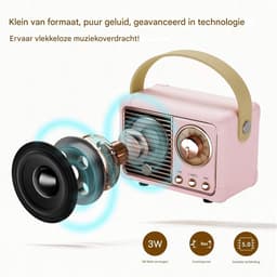 Ynkkvre - Retro bluetooth speaker - vintage decor - draagbare draadloze bluetooth speaker -roze — thumbnail 4