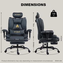 Symino sofa Gamingstoel - Directiestoel - Ergonomische bureaustoel met imitatiebont - Met voetensteun - In hoogte verstelbaar - Computerstoel - Draagvermogen 130 kg - grijs — thumbnail 3