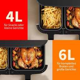 Dual Zone Heteluchtfriteuse 2800W met Kijkvenster en 12-in-1 Kookprogramma's — thumbnail 4