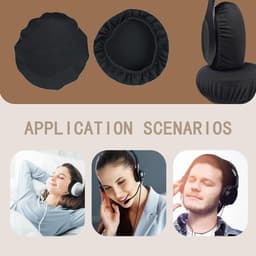 Wasbare hoofdtelefoonhoezen 4 stuks zwart - geschikt voor hoofdtelefoons 9-10,5 cm - stofdicht - elastische camouflage - uitschuifbare vervanging — thumbnail 4