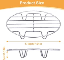 Rond stoombootrek, 7 inch roestvrij staal stomende rek stoomboot plaat voor snelkookpan air fryer pot koken koeling stomen bakken roosteren — thumbnail 5