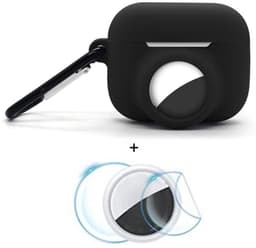 2 in 1 AirPods Pro 3 en Airtag Case - Beschermhoes - AirPods Pro 3 Cover - AirPods Pro 3 AirTag Hoesje - tracker - hoesje geschikt voor Apple Airpods Pro 3 - zwart - met screenprotector — thumbnail 1