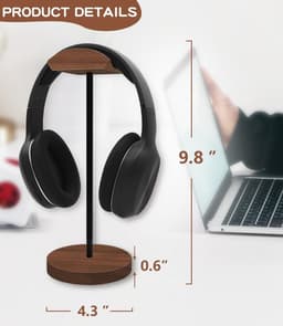 Hoofdtelefoonhouder voor Bureau - Houten en Metalen Gaming Stand voor Headsets — thumbnail 4