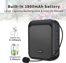 Draagbare Mini Stemversterker met Bluetooth en Bedrade Microfoon - 10W PA-systeem voor Leraren, Zang en Coaching — thumbnail 4
