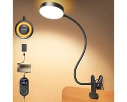 Clip on Lamp met 72-LED, Nachtlampje met Amber Licht, 3 Kleuren & 5 Heldere Verlichtingsstanden, 30 Min Auto Uitschakeling, Ideaal voor Lezen in Bed