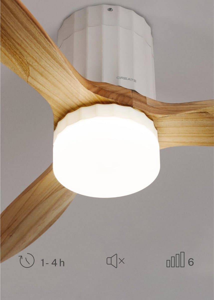 Witte Plafondventilator met Verlichting en Afstandsbediening - 40W, Ø 132 cm, 6 Snelheden — afbeelding 1
