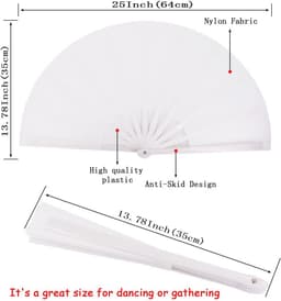Grote Opvouwbare Nylondoek Ventilator voor Vrouwen - Handventilator voor Dans en Geschenken — thumbnail 4