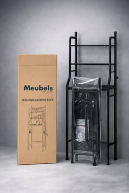 MeubelsvanJoep wasmachine ombouw rek zwart 159 x 67 x 25 cm - Wasmachine rek met opbergruimte zwart - Wasmachine rek bovenlader zwart - Wasmachine rek voorlader zwart - Toilet kast - Wc meubel - Wc kast — thumbnail 4