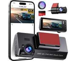 AMA® Dashcam Voor en Achter - Parkeermonitor - Dashcamera - Nachtzicht - 64GB SD-kaart