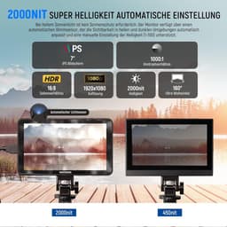 NEEWER F700 7" cameramonitor, 2000 nit HD 1920 x 1080 IPS-touchscreen met 3D LUT, 4K HDMI-loop-in/uit met Peak Focus DSLR Video Assist HDR-golfvorm, cold shoe-bevestiging, 2 NP-F750-accu's en kabels — thumbnail 3