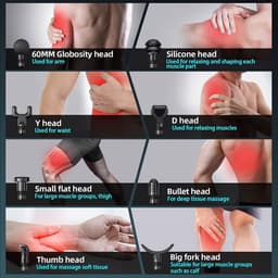 Draagbaar Massagepistool met 99 Snelheden en 8 Massagekoppen voor Spierverlichting — thumbnail 4