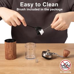 Handmatige koffiemolen - Draagbare visuele koffiezetter - Geschikt voor espresso, French press en filterkoffie - Ideaal voor thuis, op de camping en op reis - Bruin, 19 cm — thumbnail 3