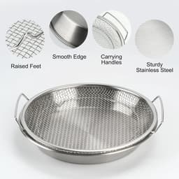 Airfryer Mandje - Set van 2 - 26cm - Oliefilterbak - Bakplaat - Voor Heteluchtoven Luchtfriteuse - Roestvrijstalen Filtergereedschap - Bakplaat Opvangbak — thumbnail 3