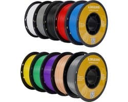 PLA Plus Filament Set voor 3D Printers, 10 Rollen van 1.75 mm, Hoge Precisie +/- 0.02 mm