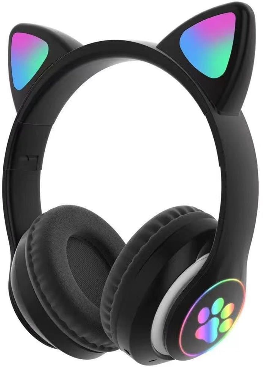 Bluetooth-koptelefoons voor kinderen, draadloze koptelefoons, koptelefoons met kattenoortjes en ledverlichting, opvouwbare stereo Bluetooth-koptelefoons, draadloze koptelefoons voor kinderen met microfoon — afbeelding 1