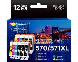 Compatibele 570 571 XL Inktcartridges - 12-pack voor MG5750, MG6800, MG6850, TS5000, TS5050, TS6050 Printers