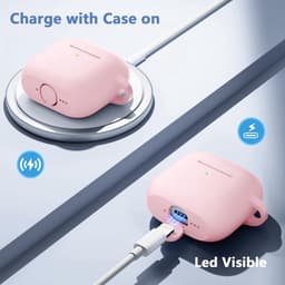 Bescherm je Airpods 4 met een siliconen hoesje / case met handig klik en ophang systeem aan broekriem - Roze — thumbnail 2