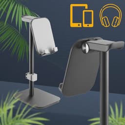 Hoofdtelefoonhouder met kantelbare telefoonstandaard - Aluminium en ergonomisch ontwerp voor thuis en kantoor — thumbnail 5