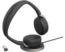 Draadloze Stereo Headset met Noise Cancelling en Draadloze Oplaadstandaard - Geschikt voor UC Platformen - Zwart