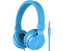iPad Koptelefoon Kinderen - Hoofdtelefoon Kids Verstelbaar - On-Ear Volumebegrenzing - Blauw