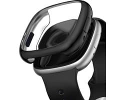 YONO Bumper geschikt voor Fitbit Versa 4 / Sense 2 - Screen Protector Hoesje - Full Cover Case - Zwart