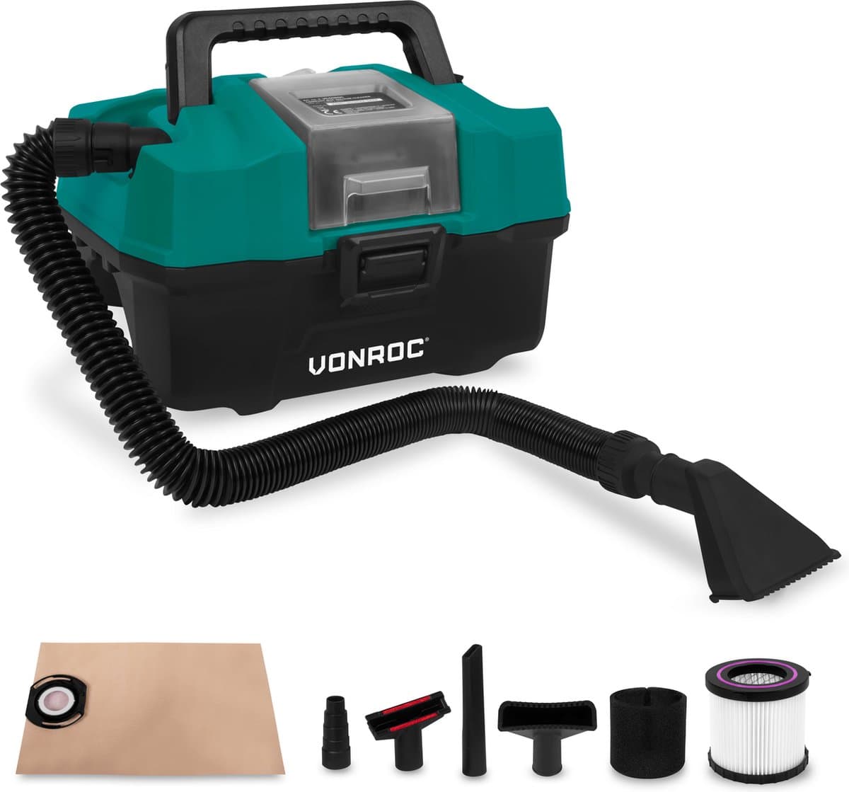 VONROC Compacte alleszuiger / stofzuiger - 20V - Incl. Diverse accessoires – Zonder accu & lader — afbeelding 1
