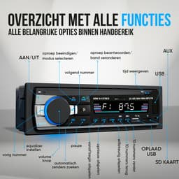 Strex Autoradio met Bluetooth 1 DIN - Voor Alle Auto's - USB AUX en Handsfree Bellen - Met Microfoon en Afstandsbediening — thumbnail 5