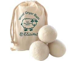 Elicious® - Ecologische Droger Ballen Wol - Wasdrogerballen - Droogballen Voor Snellere Droogtijd - 6 Stuks - Energiebesparend - Duurzaam - Duurzame Drogerballen - Wasbollen - Herbruikbare Drogerbollen - Wasverzachter - Zero Waste - 100% Merinowol