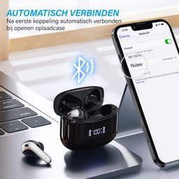 Nubex® Draadloze Oordopjes - Bluetooth Oordopjes 5.3 - 30 Uur Afspeeltijd - Oortjes draadloos - Touch Bediening - Zwart — thumbnail 5