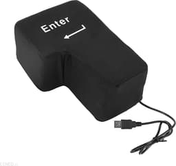 Enter Knop XXL - Anti Stress Kussen - USB Aansluiting - Werkt Als een Echte Enter Knop - 5.5 x 20 x 10 cm - Zwart — thumbnail 1