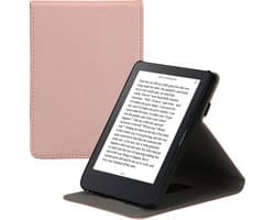 kwmobile e-reader hoesje geschikt voor Kobo Clara 2E hoes - E reader flip case van kunstleer - Ereader cover met handgrip en stand - In roségoud