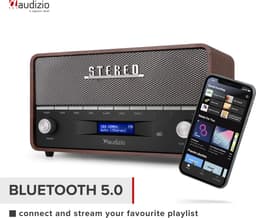 DAB radio met Bluetooth - Audizio Corno - XL FM en DAB+ radio - Retro design - Model 2025 - Op batterijen — thumbnail 5