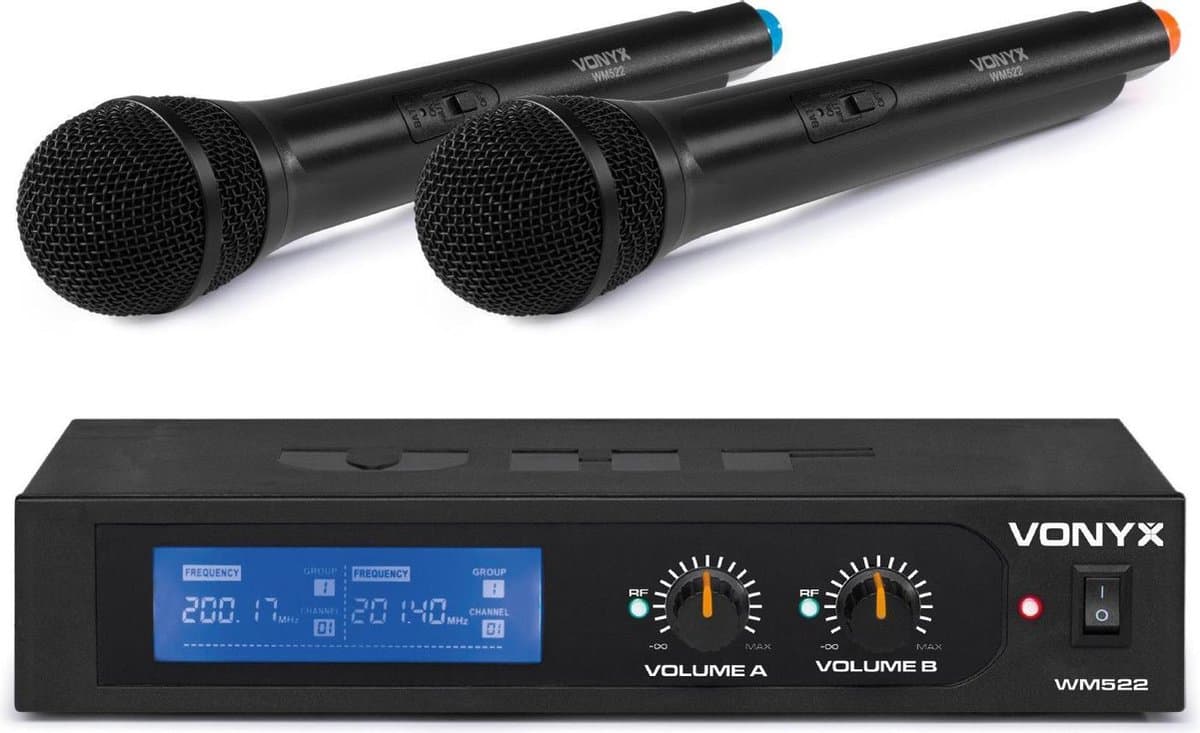 Draadloze microfoonset - Vonyx WM522 draadloze VHF microfoonset met 2 handmicrofoons — afbeelding 1