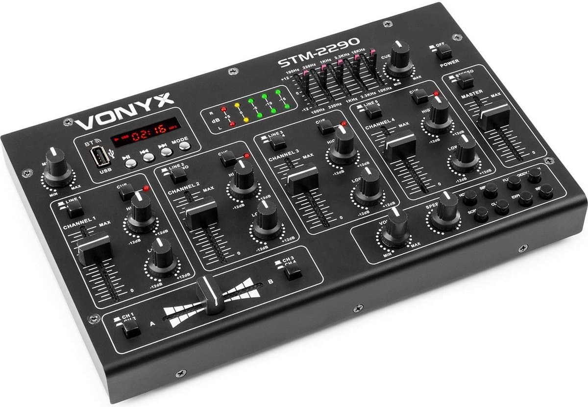 DJ Mixer met 8 Kanalen - Vonyx STM2290 - Mengpaneel met MP3 Speler, Bluetooth en Sound Effects - 5 Band EQ — afbeelding 1