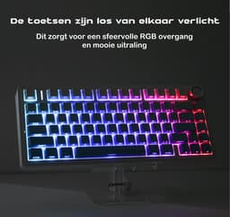 EPOMAKER x AULA F75 - Blauw - Side Printed - Mechanisch Draadloos Toetsenbord - RGB - 75% - QWERTY - Gaming Keyboard - LEOBOG Reaper Switch — thumbnail 5