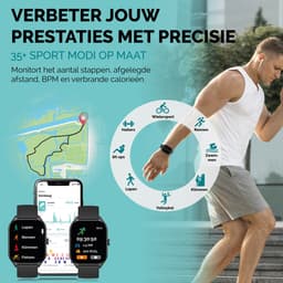 Royal Supplies C50 - Smartwatch- Smartwatch Dames & Heren - Screenprotector - 2026- Bellen- HD Touchscreen - Horloge - Stappenteller - Bloeddrukmeter - Saturatiemeter - IOS & Android - Zwart staal — thumbnail 3