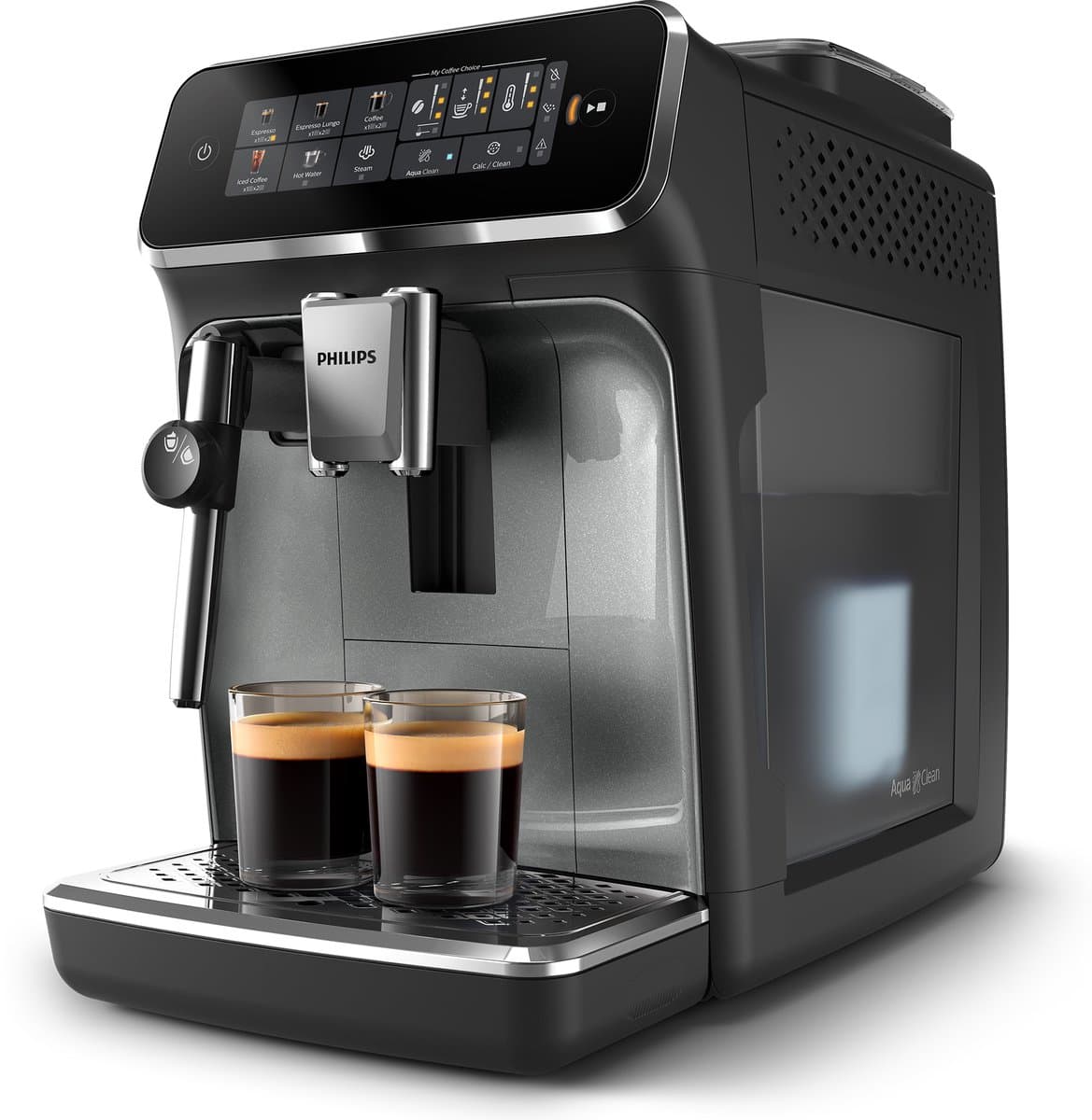Philips 3300 Series - Espressomachine - 5 Warme & Koude Dranken - Melkopschuimer voor Cappuccino - 40% Stiller - AquaClean Filter - Volautomatisch - Zwart & Zilver - Koffiemachine met bonen - EP3329/70 — afbeelding 1