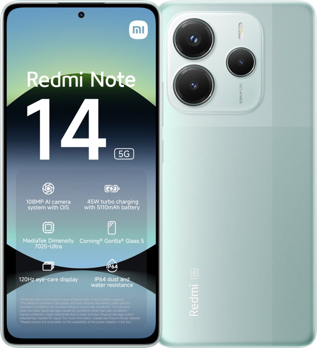 Xiaomi Redmi Note 14 - 5G - 8GB/256GB - Coral Groen — afbeelding 1