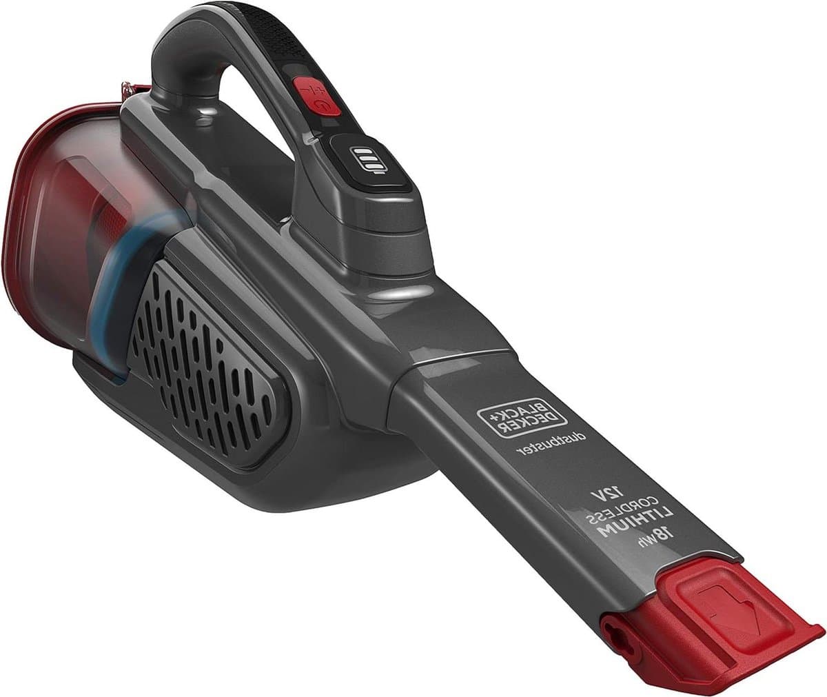 12 V accu-handstofzuiger met Cyclonic Action en uittrekbare kierenzuiger - titanium/rood As stofzuiger — afbeelding 1