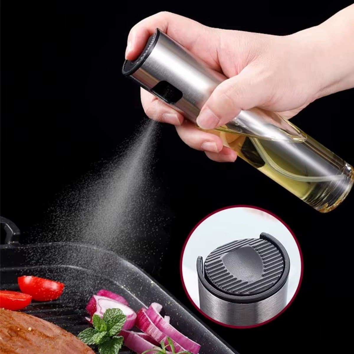 Premium Oliespray voor Airfryer!Oliespray/Oliespuitfles RVS & Glas – Herbruikbare Olie Spray – Fijne Verneveling voor Koken, BBQ, Salades, Bakken- Koken– Navulbare Oliedispenser 100ml – Lekvrij & Transparant, Verstuiver olie Keuken, Restaurant — afbeelding 1