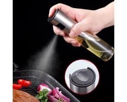 Premium Oliespray voor Airfryer!Oliespray/Oliespuitfles RVS & Glas – Herbruikbare Olie Spray – Fijne Verneveling voor Koken, BBQ, Salades, Bakken- Koken– Navulbare Oliedispenser 100ml – Lekvrij & Transparant, Verstuiver olie Keuken, Restaurant