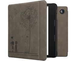 kwmobile e-reader hoesje geschikt voor Tolino Epos 3 hoes - Ereader flip case met standaard - Kunstleren e reader cover - Paardenbloemen Liefde design in grijs