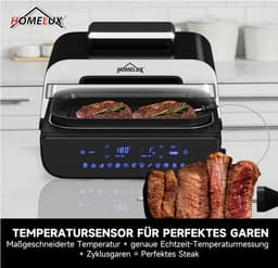 Homelux luxe airfryer - 2-in-1 Grill & Hetelucht Friteuse - Smart - 5.9 LITER - temperatuursensor 60 minuten timer - 12 voorgeprogrammeerde programma's — thumbnail 3