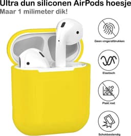 Hoesje - Geschikt voor Apple Airpods 2 - Siliconen Dun Met Clip - Case Cover - Silicone Hoes - Geel — thumbnail 2