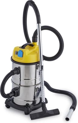 Klarstein Reinraum Industriesauger, Nasssauger, Aschesauger, Trockensauger, 1800 Watt, Auffangfilter, Gebläsefunktion, 30 Liter Edelstahl Behälter, integrierte Steckdose, silber gelb – geschikt voor thuisfitness en sportschoolgebruik, duurzame constr — thumbnail 4