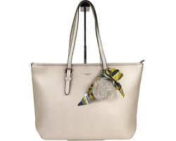 Flora&Co - schoudertas/shopper - soft - geschikt voor A4 mappen of laptop - ivoor - ideaal voor school of werk