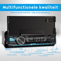 arash® Autoradio met Ingebouwde Telefoonhouder - Bluetooth - USB, AUX en Handsfree - Afstandsbediening - Enkel DIN Auto Radio - ingebouwde Microfoon — thumbnail 2
