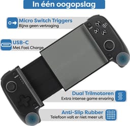 Draadloze Telefoon Controller geschikt voor Nintendo Switch, iPhone, Android, Cloud Streaming (PS5, Xbox Game Pass) - Bluetooth BackBone Draadloos - Turbo + Macro Knoppen - Accessoires — thumbnail 4